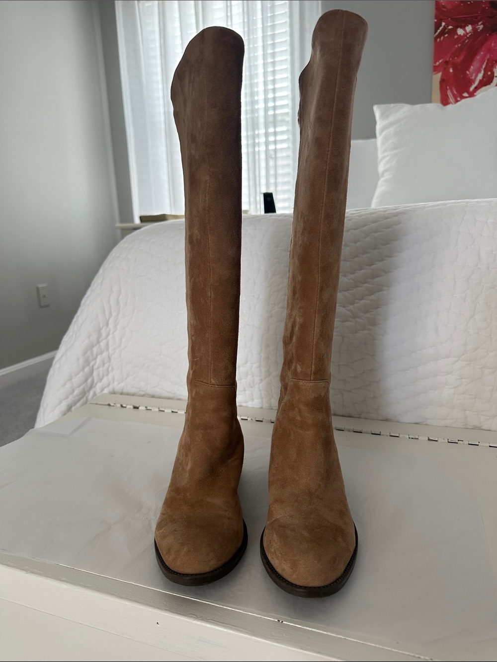 me too Tall Suede Over-the-Knee Boots in Tan Brown